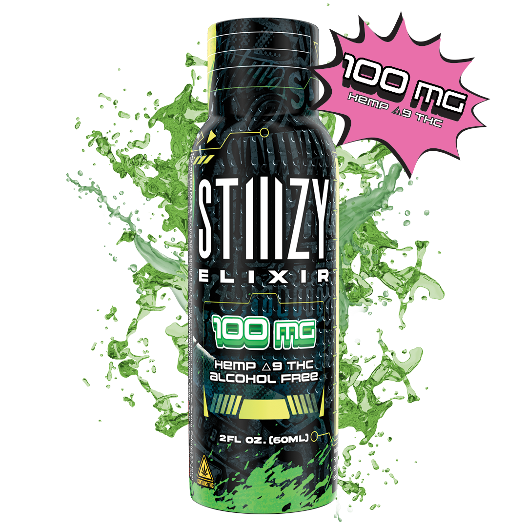 STIIIZY Elixir, 2 oz bottle of mixable drink with 100mg hemp-derived Delta-9 THC