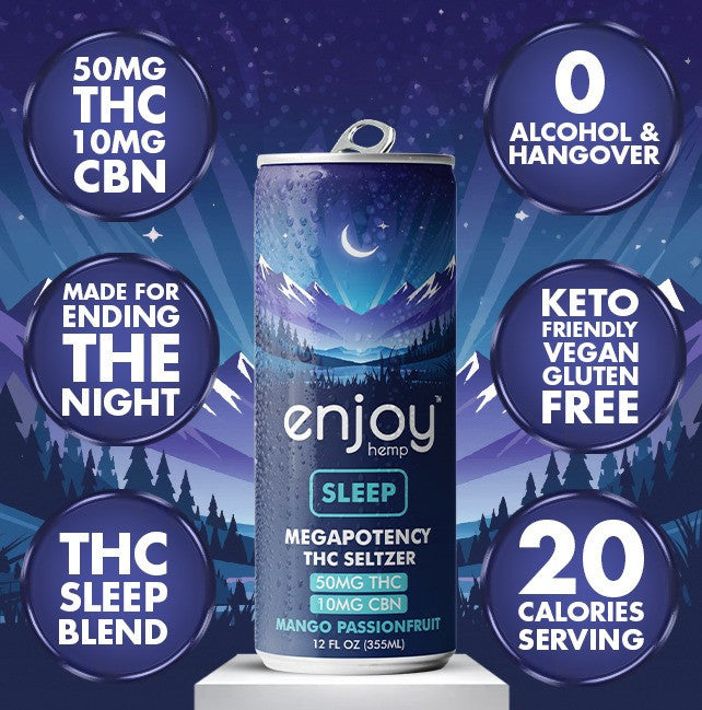 Enjoy Hemp 50mg THC + 10mg CBN Sleep Seltzer — Mango Passionfruit