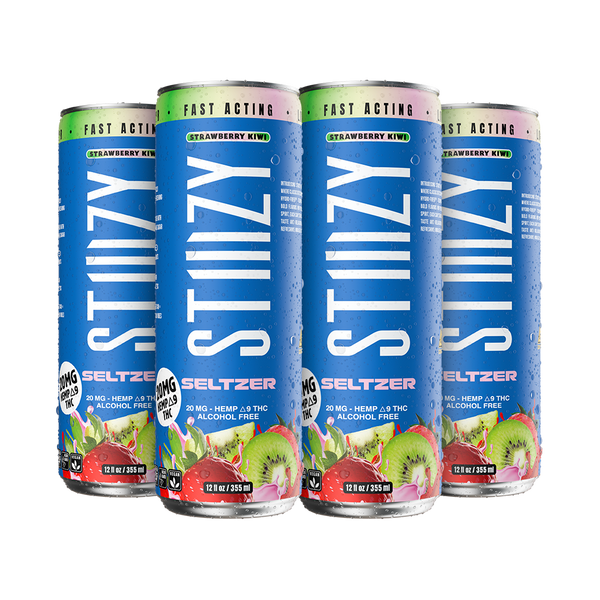 STIIIZY Strawberry Kiwi THC Seltzer 4-pack, 12 oz cans with 20mg hemp-derived Delta-9 THC