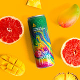 Green Monké Tropical Citrus THC soda can with fresh pineapple, grapefruit and orange