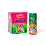 Green Monké Tropical Citrus THC soda 4-pack box and can on white