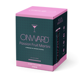 Onward Passion Fruit Martini 10mg THC cocktail case box, angled view