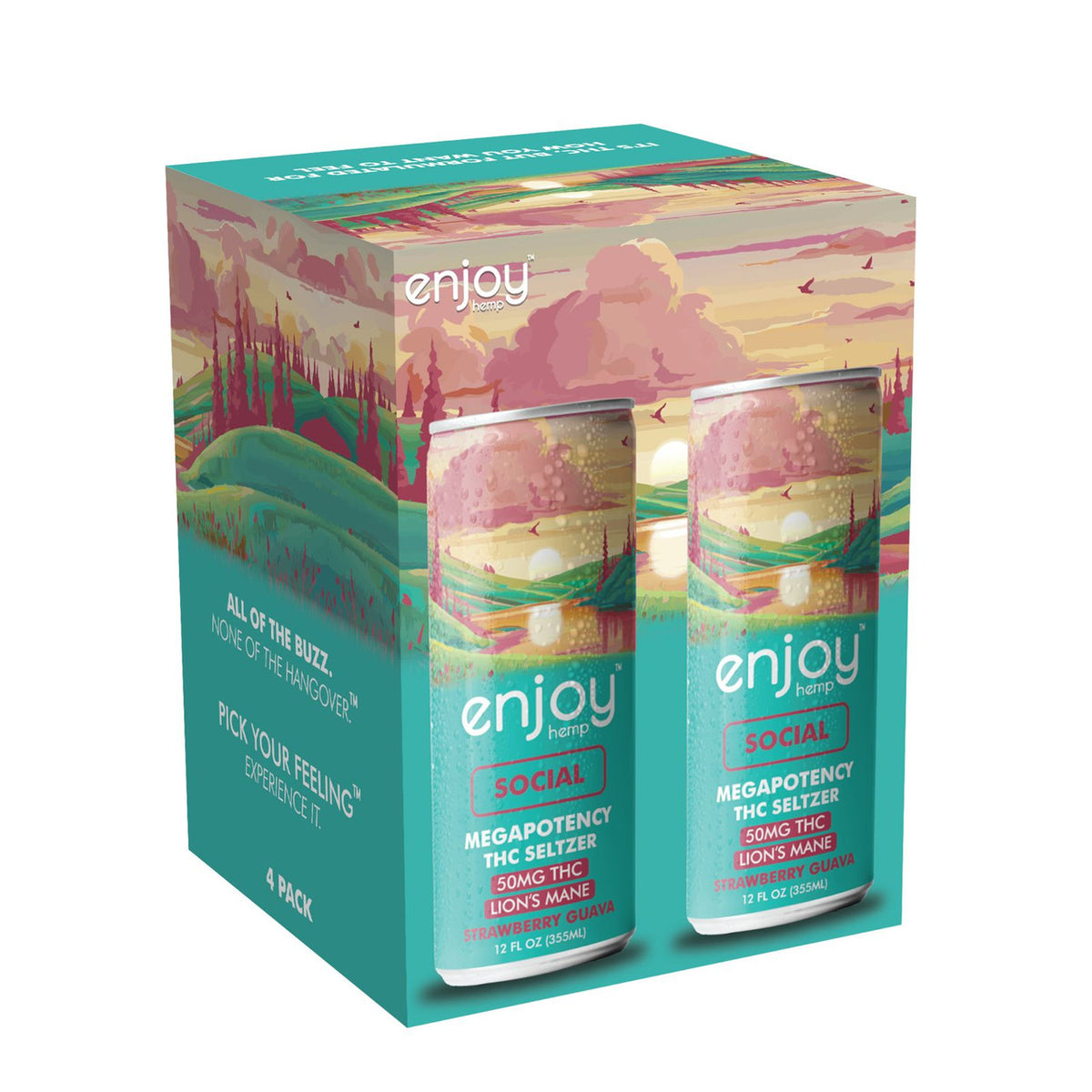 Enjoy Hemp 50mg THC + Lion’s Mane Social Seltzer — Strawberry Guava