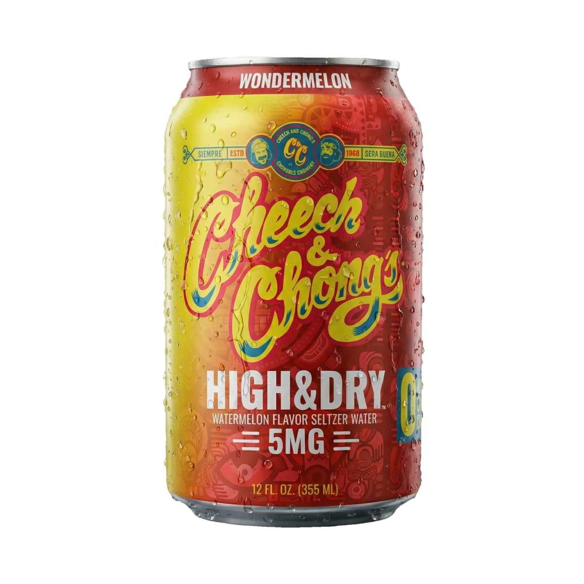 Cheech & Chong High & Dry Wondermelon THC Seltzer 6-pack, 12 fl oz (355 mL) cans with 5mg hemp-derived Delta-9 THC