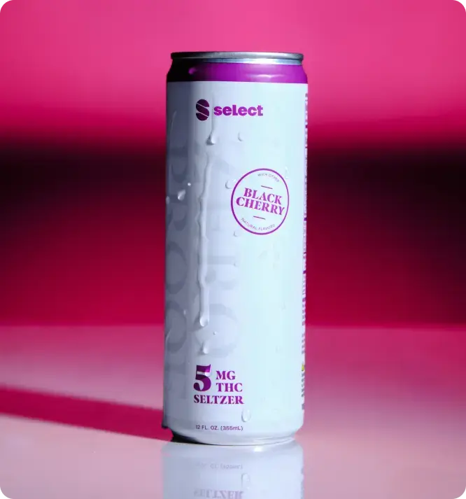 Select Zero Proof Black Cherry THC seltzer 5mg can