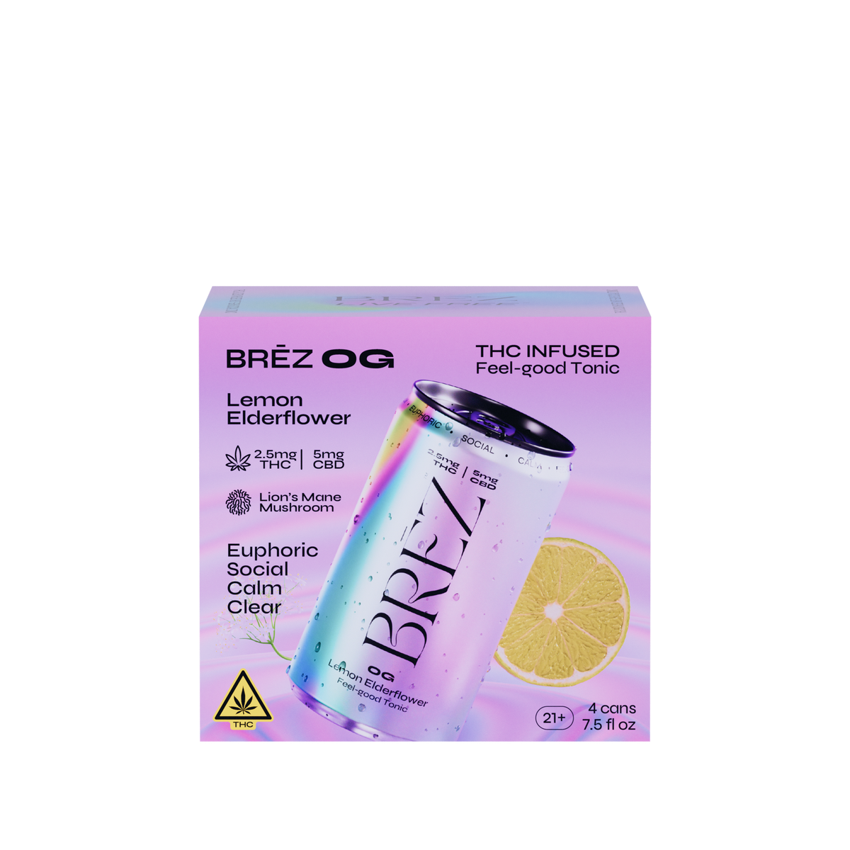 Brez OG Social Tonic 7.5oz Lemon Elderflower 4-pack