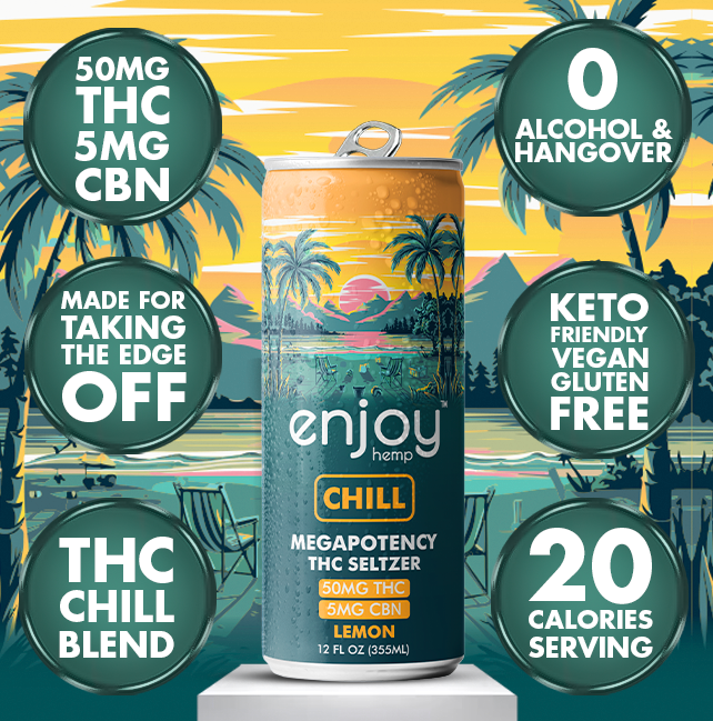 Enjoy Hemp 50mg THC + 5mg CBN Chill Seltzer — Lemon