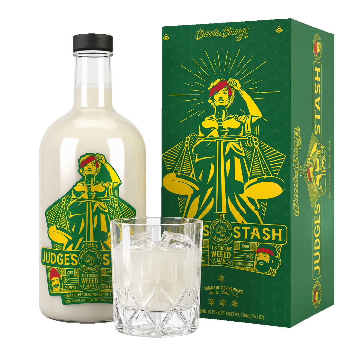 The Judge's Stash 750 mL bottle, Cheech & Chong's alcohol-free key lime THC spirit, 250mg THC