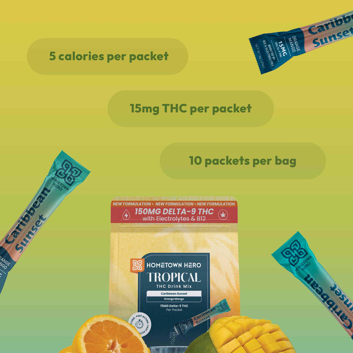 Caribbean Sunset drink mix packet information