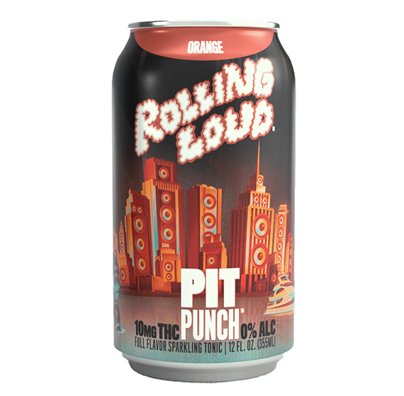 Cheech & Chong × Rolling Loud Pit Punch Orange THC Soda 4-pack, 12 fl oz (355 mL) cans with 10mg hemp-derived Delta-9 THC