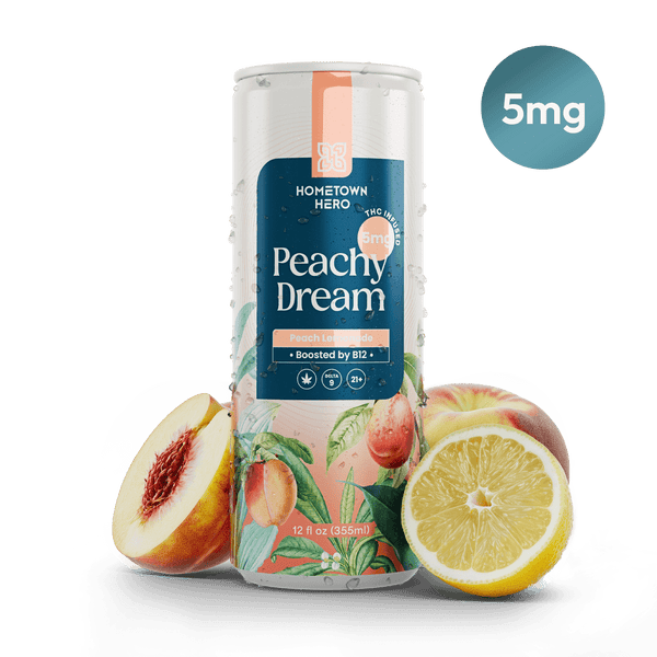 Hometown Hero Peachy Dream peach THC lemonade 5mg can