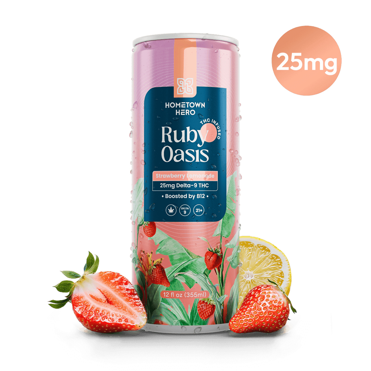 Hometown Hero Ruby Oasis strawberry THC lemonade 25mg can