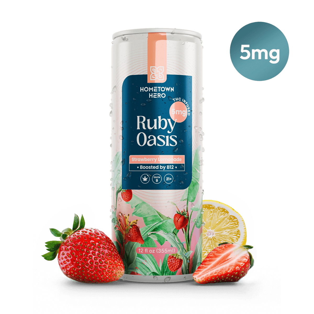 Hometown Hero Ruby Oasis strawberry THC lemonade 5mg can
