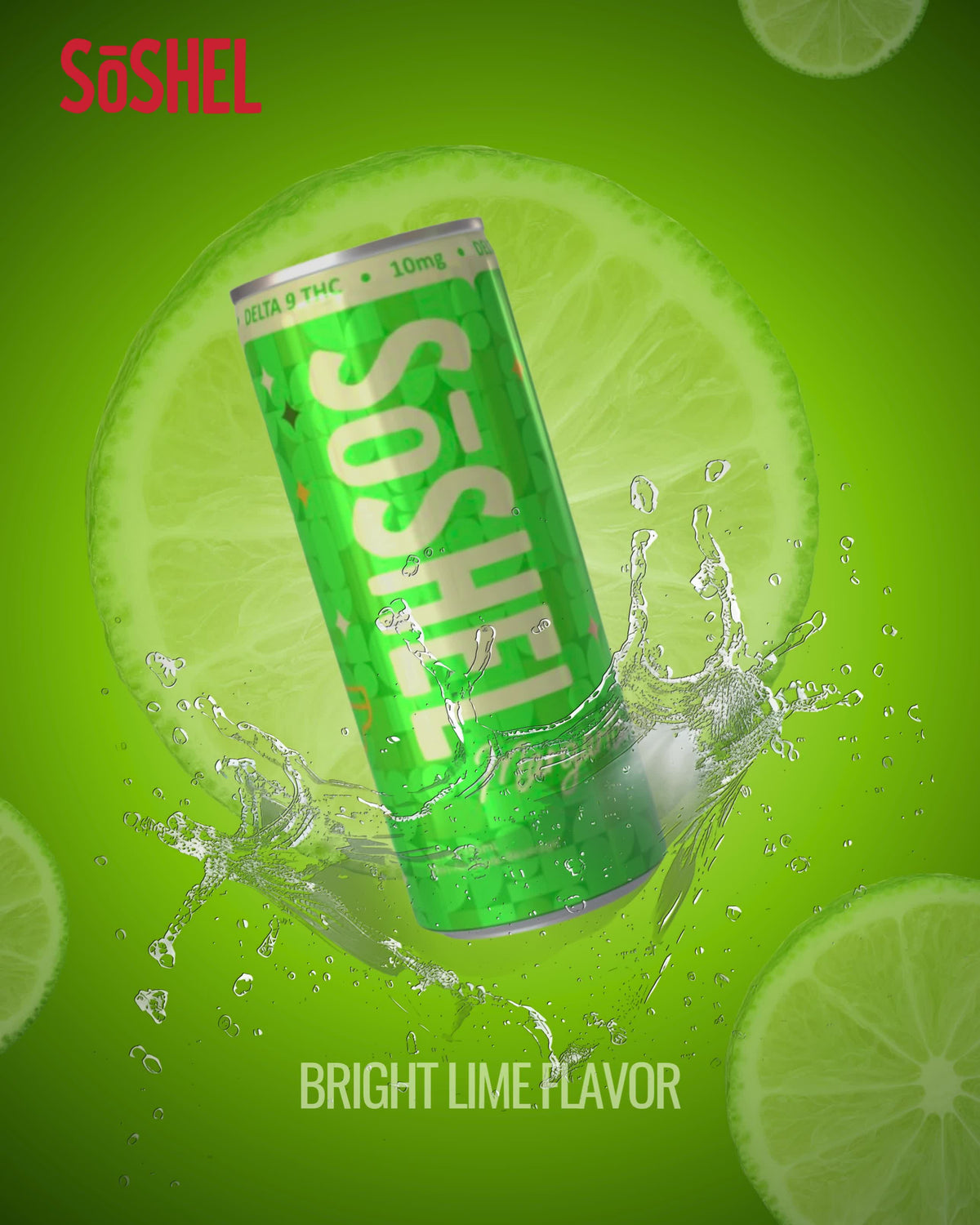SoSHEL Margarita 10mg THC can — bright lime