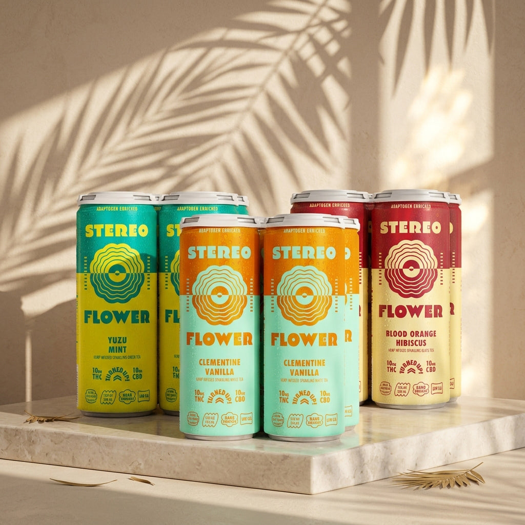 Stereo Flower 10mg THC Tea Starter Pack with Yuzu Mint, Clementine Vanilla and Blood Orange Hibiscus