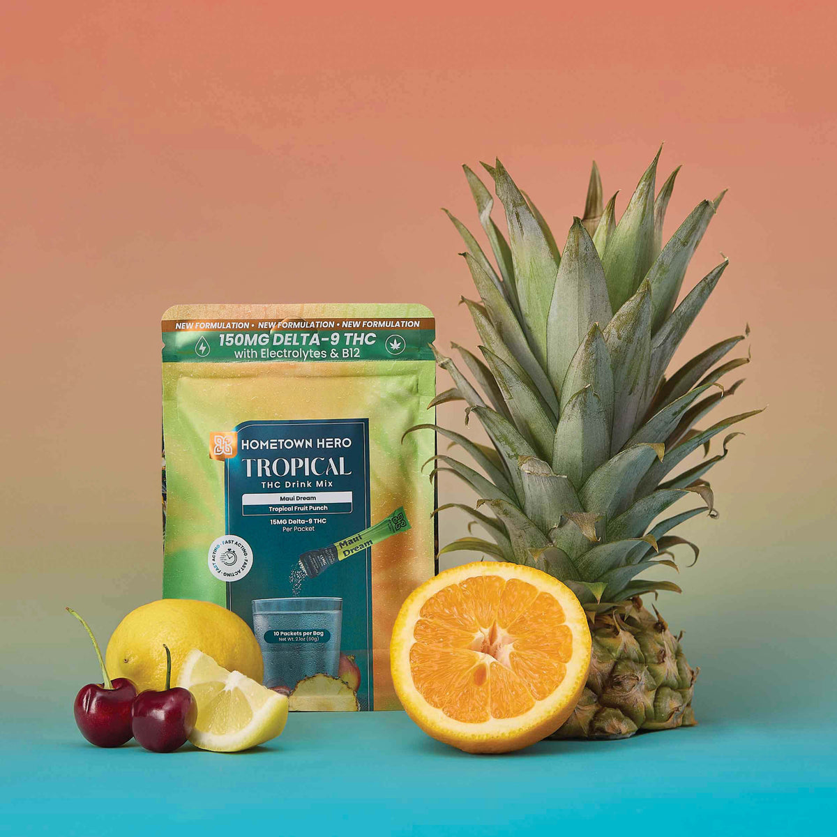 Maui Dream tropical punch THC drink mix in a glass